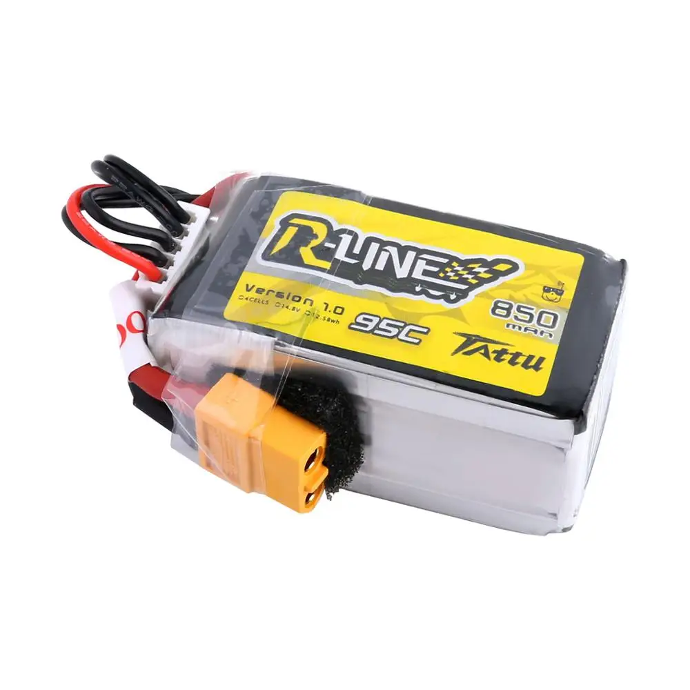 Tattu R линии 850 mAh 4S Батарея 14,8 V 95C XT30 XT60 плагин RC Мощность для FPV Drone 150 Размеры Racing многовинтовой Квадрокоптер Frame - Цвет: XT60 Plug