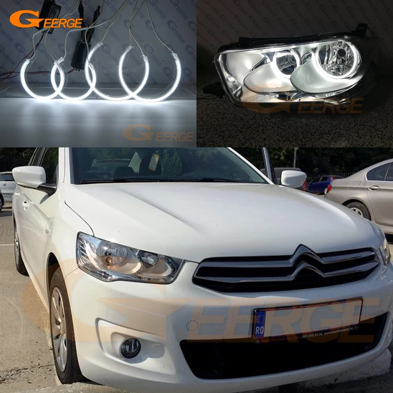 

For CITROEN C-Elysee 2013 2014 2015 2016 Excellent angel eyes Ultra bright headlight illumination CCFL Angel Eyes kit Halo Ring