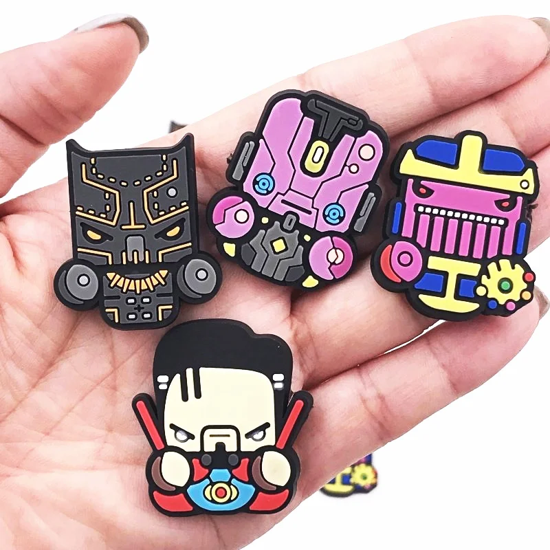 

4Pcs/set PVC Super Hero Anime Flat Back Accessories DIY Gadgets Fit Bracelets Shoe Charms Badge Phone Case Kids Gift