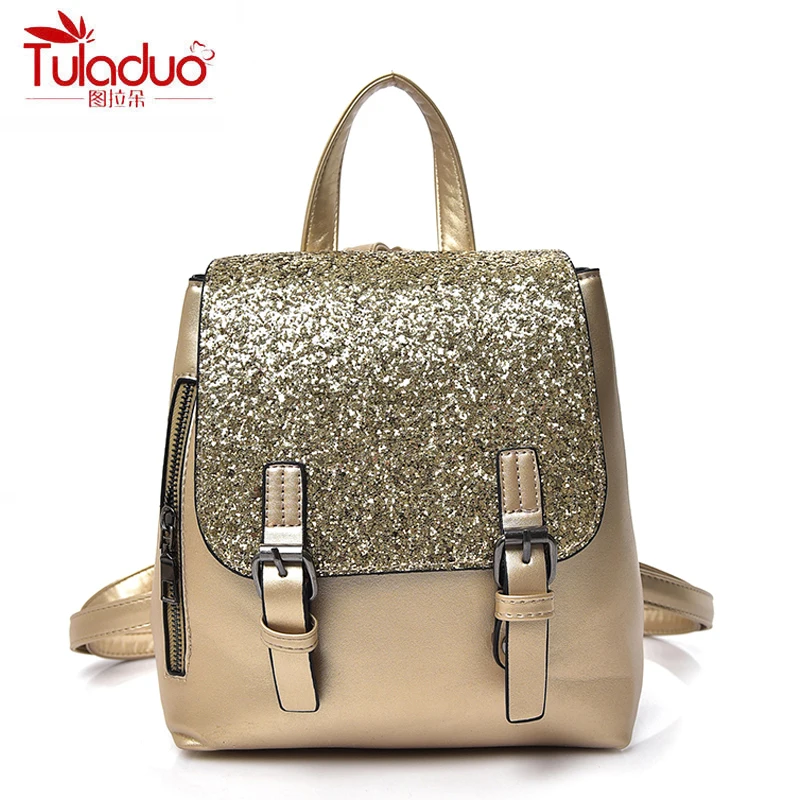 

High Quality PU Leather Women Backpacks Fashion Sequins School Backpack For Teenager Girl Fashion Multifunction Women Rucksack