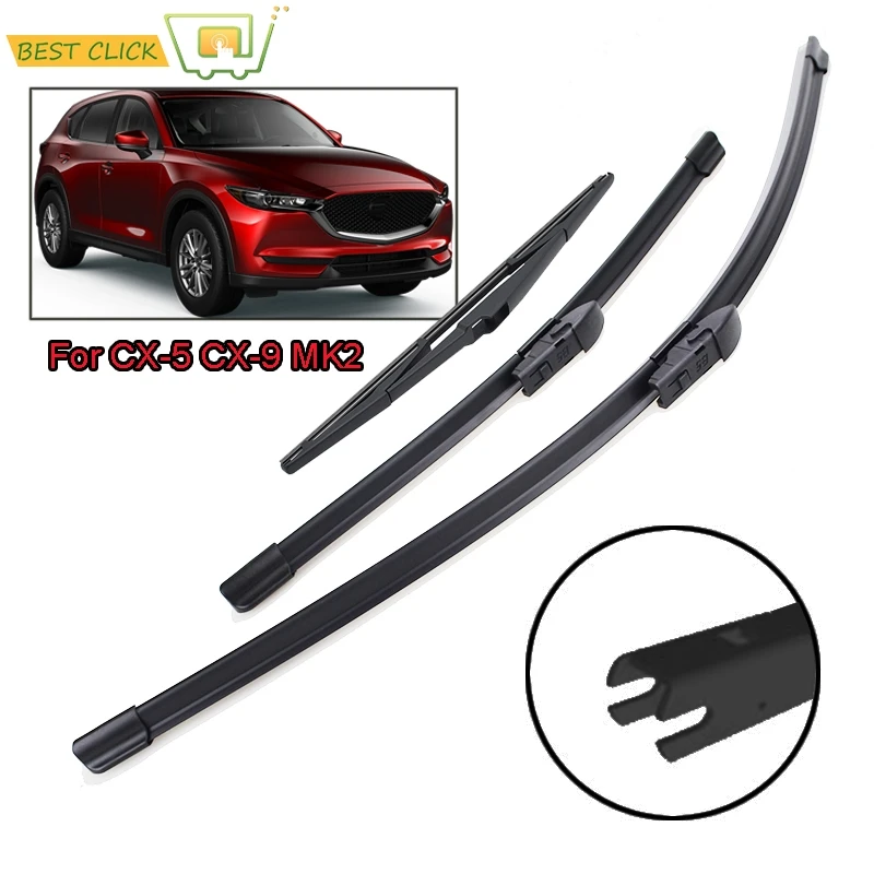 Misima Windshield Windscreen Wiper Blades Set For Mazda CX-5 CX-9 MK2 Front Rear Window Wiper 2016 2017 2018 2019 2020