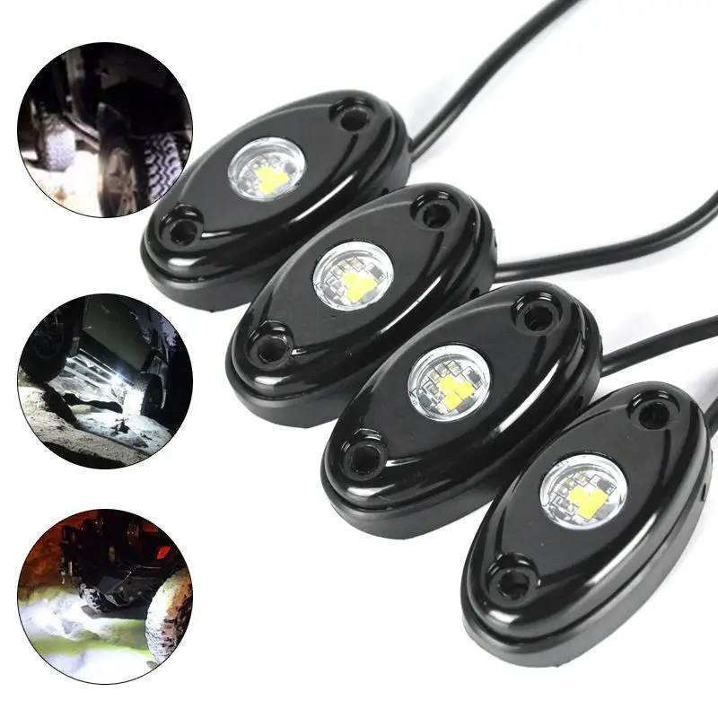 4X White 9W 3 LED High Power LED Rock Light Kit For Jeep Truck SUV Off-Road Boat FF