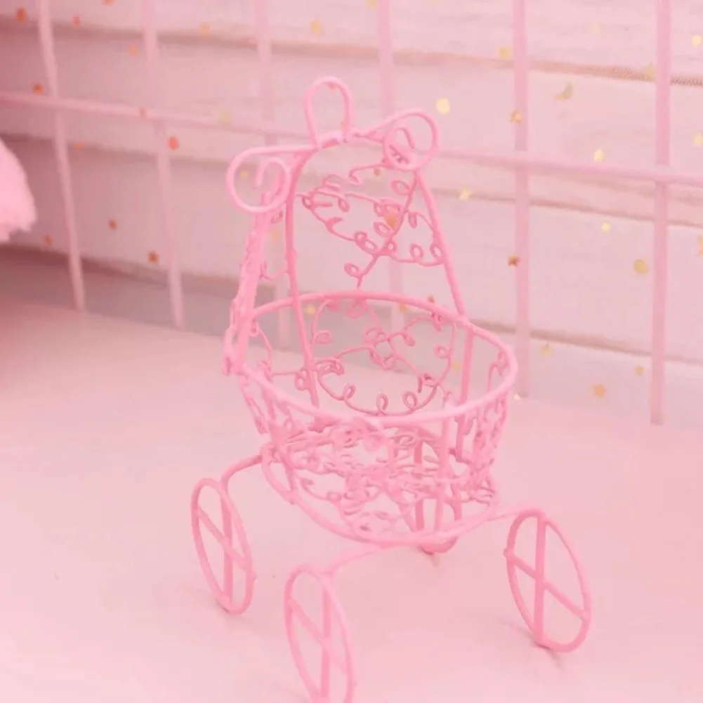

Practical For Powder Puff Storage Rack Lightweight Decorative Mini Trolley Shape Portable Makeup Supplies Iron Holder Exquisite