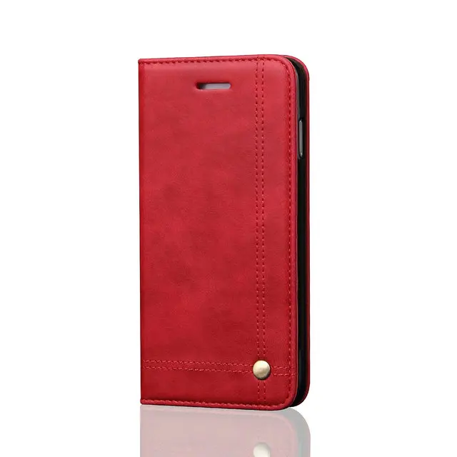 Модный деловой кошелек для Coque iPhone 7 Plus чехол iPhone 7 Plus откидная крышка кожанный для Apple iPhone 7 Чехлы iPhone7 телефон Etui - Цвет: Красный