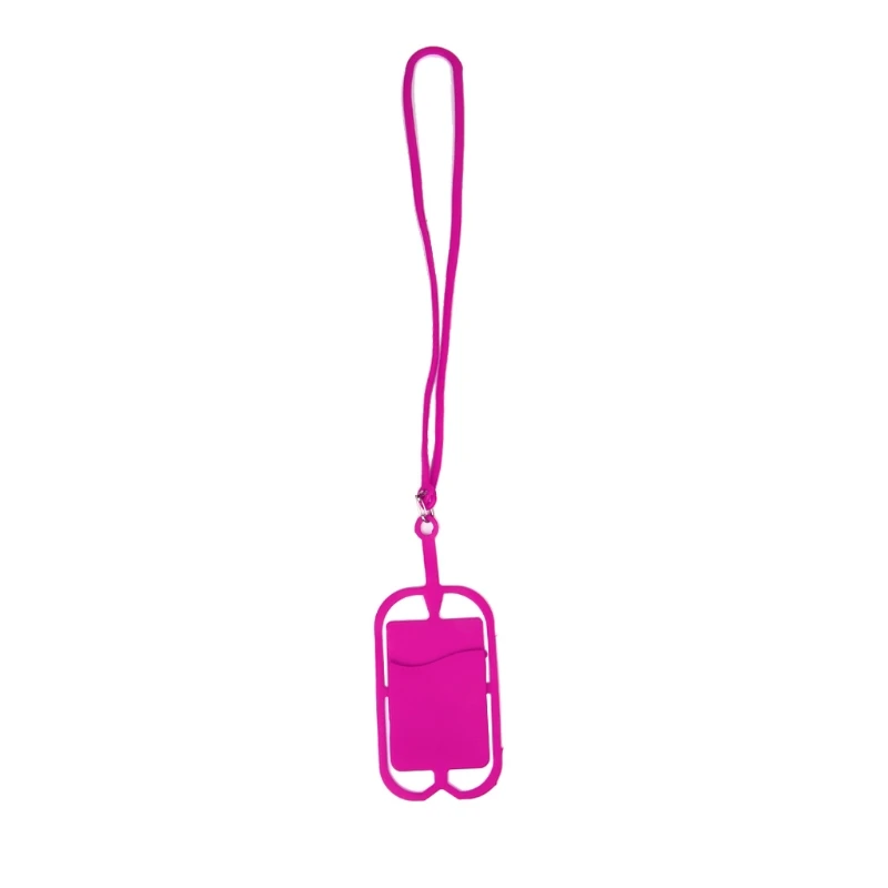 Съемный силиконовый шнурок для сотового телефона чехол держатель шейный ремешок с отделением для ID карты - Цвет: Hot Pink