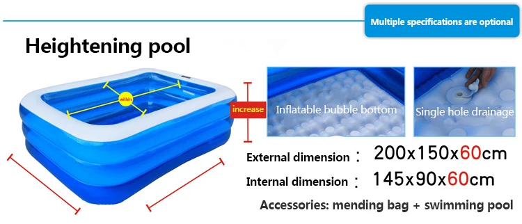Ограниченная! Взрослый плавательный бассейн Beightening утолщение прямоугольник рыбной ловли большого размера надувной отправить удар