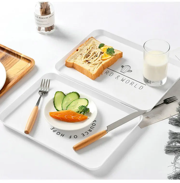 

Nordic Style Plastic Dessert Serving Tray Tea Breakfast Bread Tray Snack Plate Storage Plates Square Accessories Cosmetics Dish