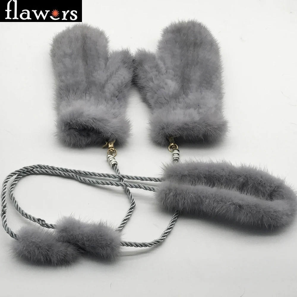DIY Luxury Winter Fur Gloves For Women Knitted Natural Mink Fur Glove