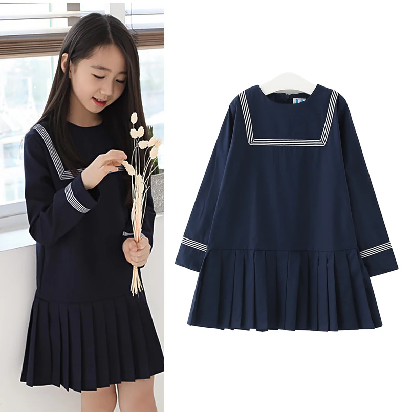 

Kids Girls Dresses Cotton Long Sleeve Preppy Style Girls Clothing Spring Autumn Striped Children Girls Dresses 6 7 8 9 10 11 15T