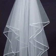 Сексуальная, но современная белая и лента цвета слоновой кости край двухслойный Тюль Свадебные аксессуары, фата расческа