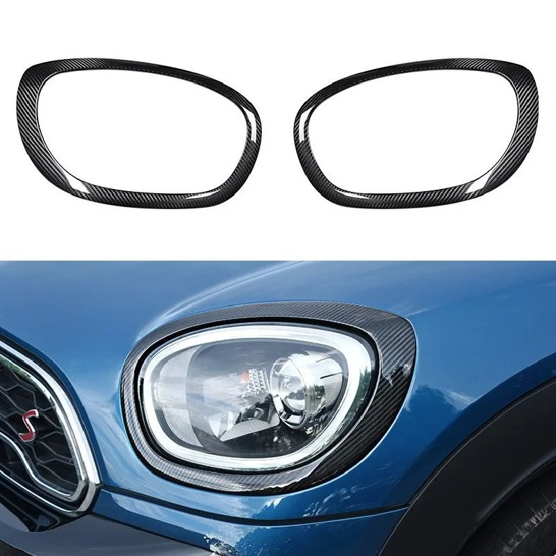 

2pcs Real Carbon Fiber Car Front Headlight Mouldings Trim Rear Tailight Cover Trims for Mini Cooper Countryman F60 2017