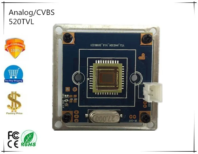 Analog/CVBS 520TVL 7030 CMOS Camera Module 9-24V DC 12V output 850nm IR-Fliter 38*38mm BNC Coaxial CCTV Security Surveillance |