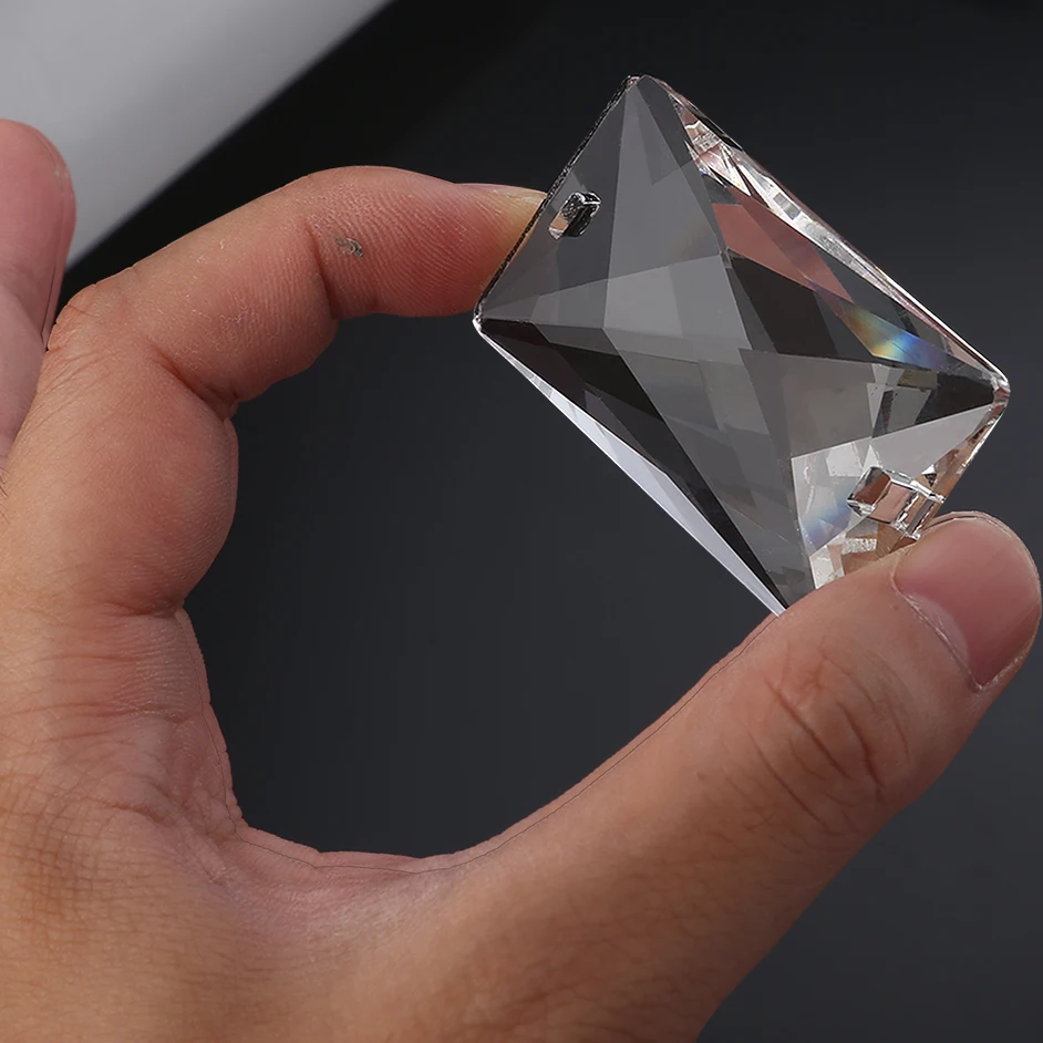 

Clear Crystal Chandelier Lamp Part Drop Prism Rainbow Pendant Beads For Home Decoration 50*30mm