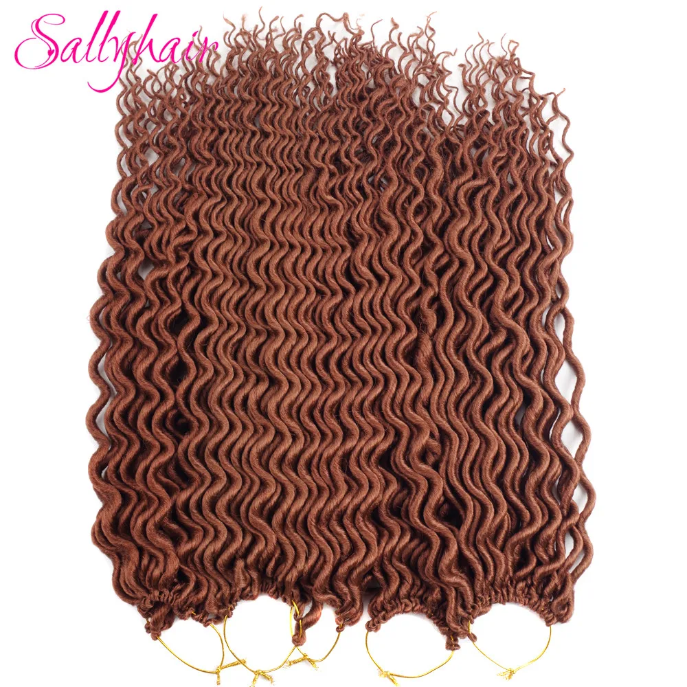 Sallyhair 24 18 дюймов американского африканского Faux locs CURLY, на крючках, косички, чёрный; коричневый синтетические косички, волосы для наращивания на самых лучших брендов