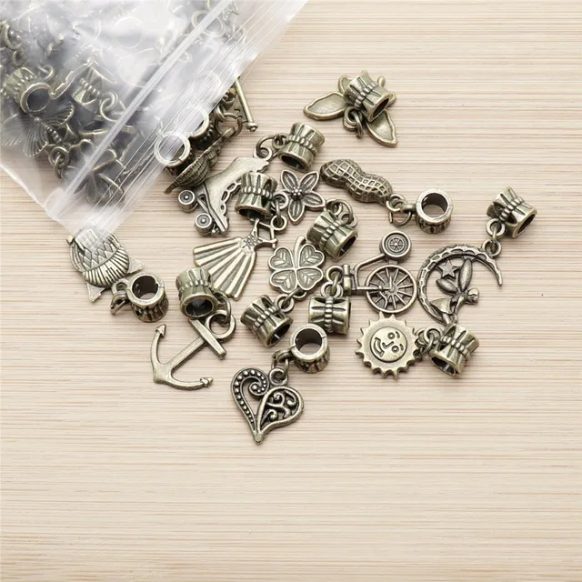 Mix Charms 50pcs/lot Vintage Bronze Beads fit Pandora Style Bracelet