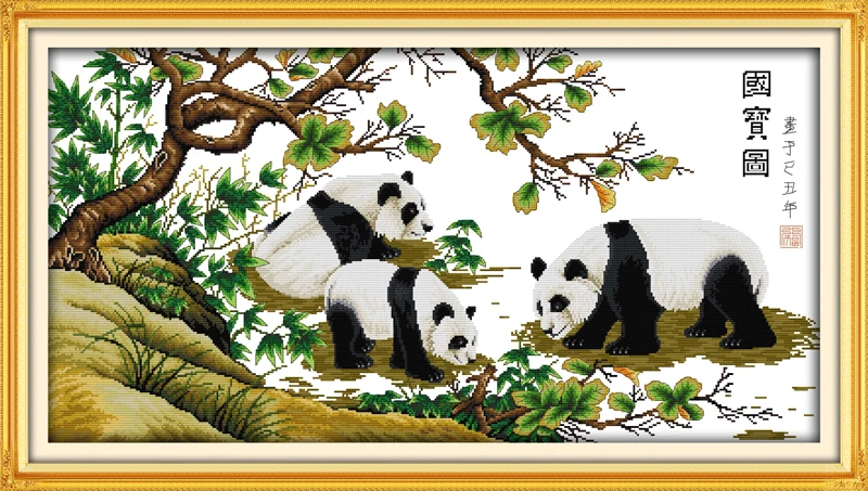 Набор для вышивки крестом Panda 14ct 11ct предварительно штампованный холст вышивка