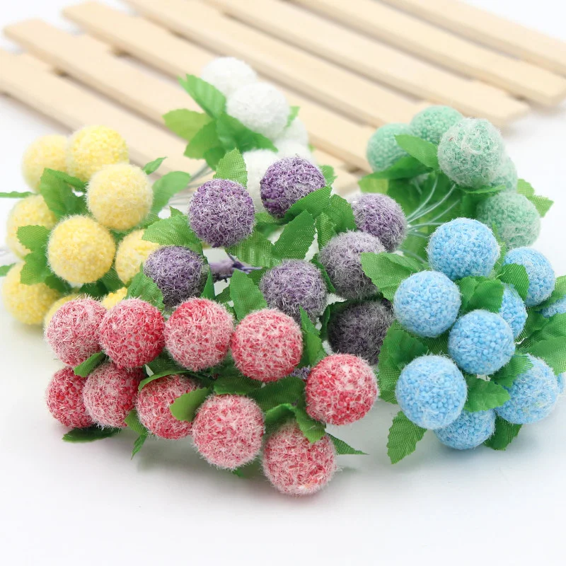 

Hot Sale 2pcs lovely Foam ball Artificial Flowers For Home Wedding Decoration DIY Pompom Wreath Gift box Decorative Fake Flowers