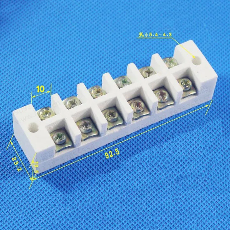 

High temperature resistant 3P 6P ceramic terminal block AC110-240V 35A connector copper 6bit terminals x5