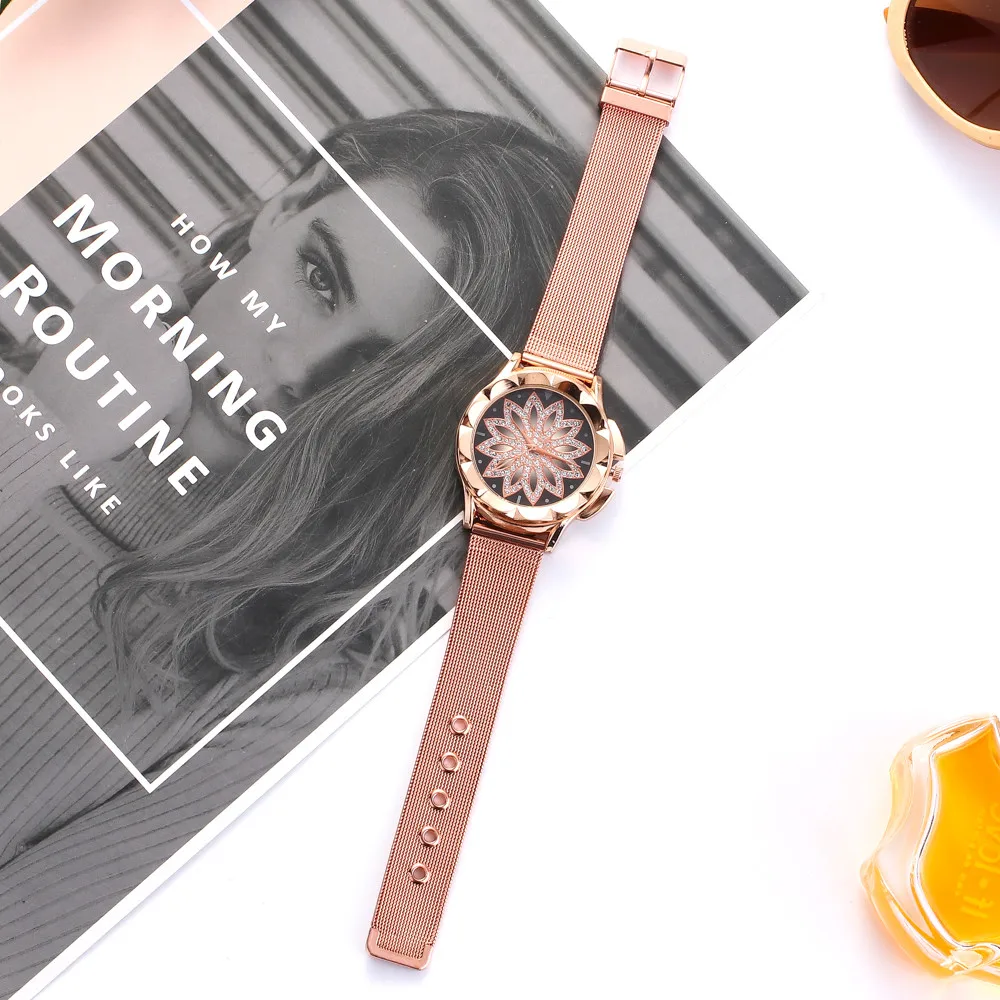 Aimocor часы модные vansvar повседневные кварцевые браслет из нержавеющей стали для женщин Lucky Flower Стразы роскошные часы montres femme#4M