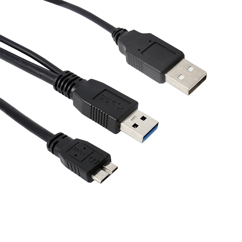 DOITOP черный 0,5 м двойной USB 3,0 тип A к Micro-B USB y-образный высокоскоростной кабель для внешних жестких дисков с usb-питанием