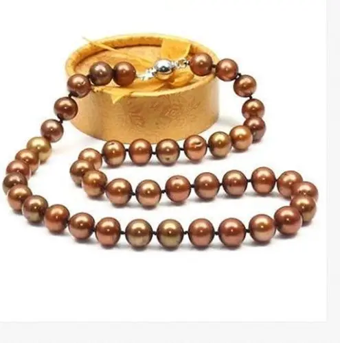 

Free Shipping >>>>>elegant 9-10mm south sea chocolate pearl necklace 18inch