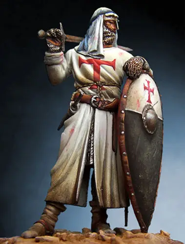 Разобранный 1/32 54 мм Templar Knight Holyland набор из древней исторической Смолы Миниатюрная