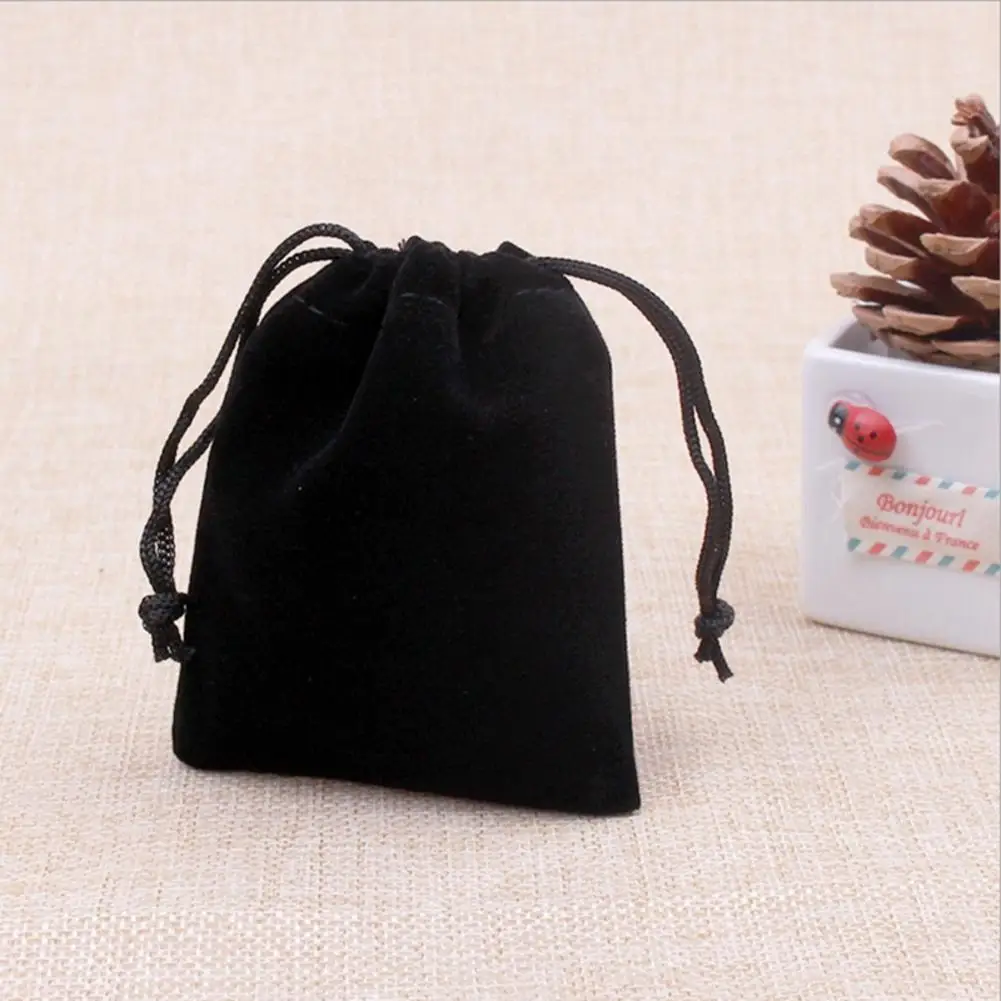 

Drawstring Jewelry Accessory Black Flannelette Bag Ring Earrings Stud Bracelet Necklace Storage Bag Organizer