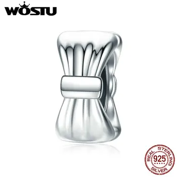 

WOSTU New Arrival 925 Sterling Silver Bowknot Silicon Stopper Beads fit Wostu Original DIY Charm Bracelet Jewelry Gift CQC600