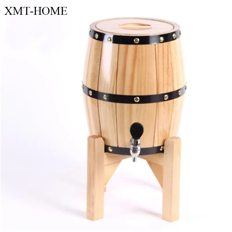 

XMT-HOME vertical wine bucket oak wood stand stainless steel tank mini kegs mini alcohol beer kegs 3L