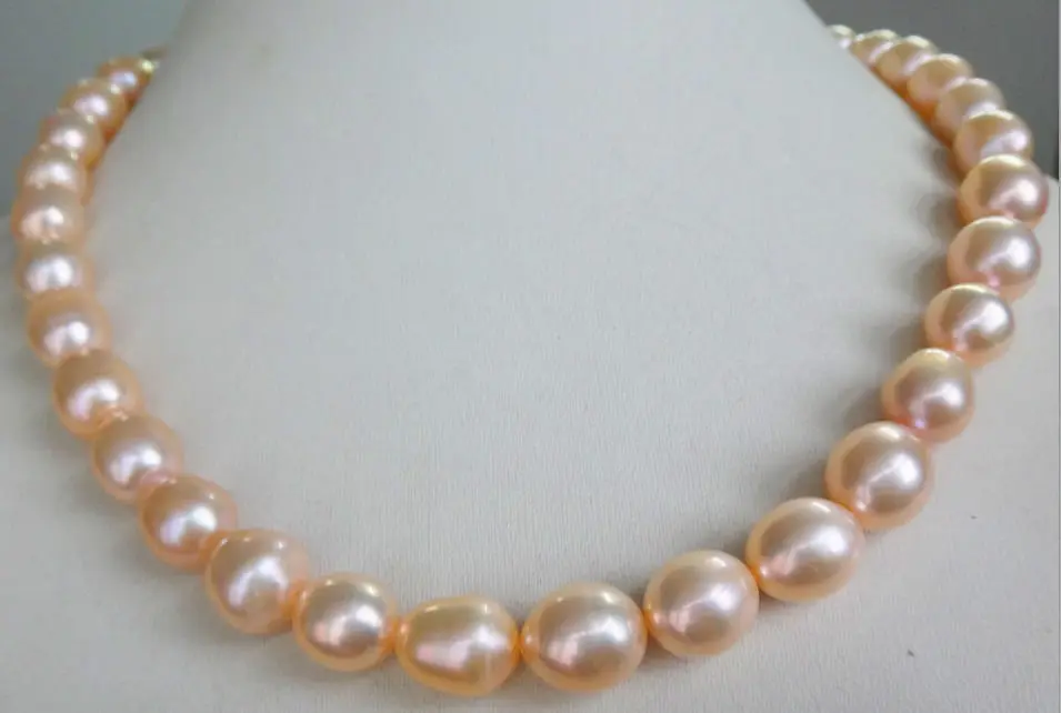 

DD Wholesale FREE SHIPPING >>> HUGE NATURAL 18"10-12MM SOUTH SEAA GENUINE GOLD PINK DROP PEARL NECKLACE 14KGP AAA