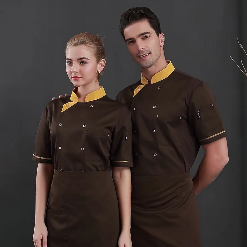 Униформа шеф-повара для ресторанной кухни, рабочая одежда для женщин и мужчин с коротким рукавом, двубортные куртки для общественного питания, Рабочая форма