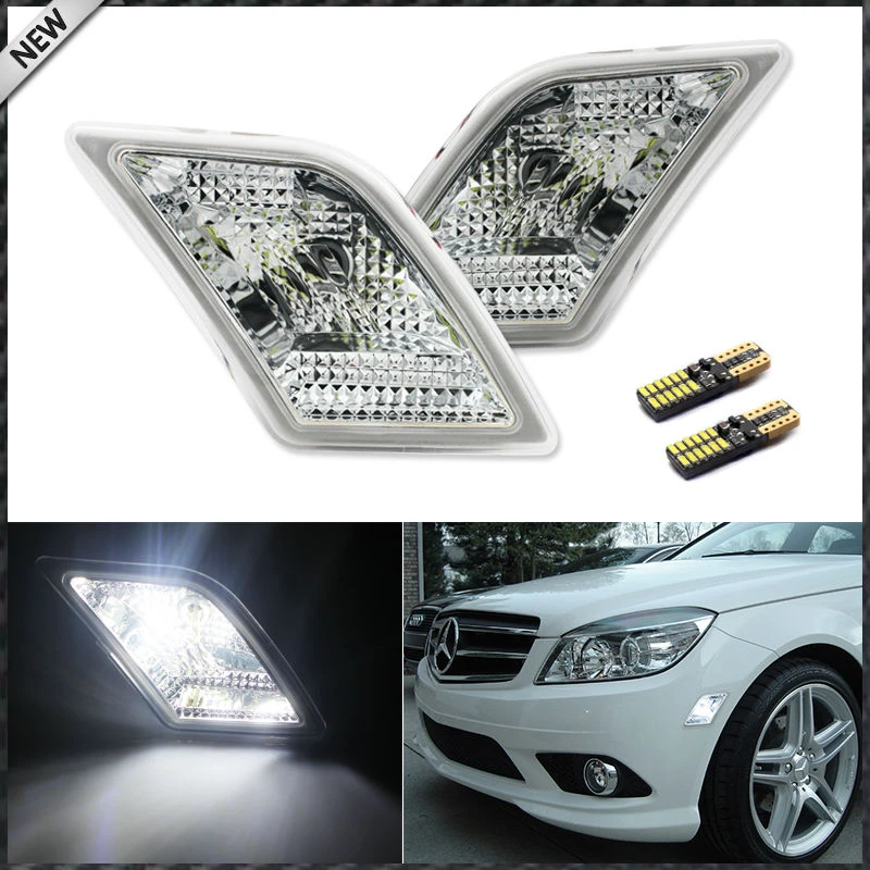 2 Xenon Weisse Led Leuchten W Klare Linse Seitenmarkierungsleuchten Fur 2008 2011 Mercedes Benz W204 C250 C300 C350 2008 2013 C63 Amg Light Led Light Led Lightlight For Mercedes Benz Aliexpress