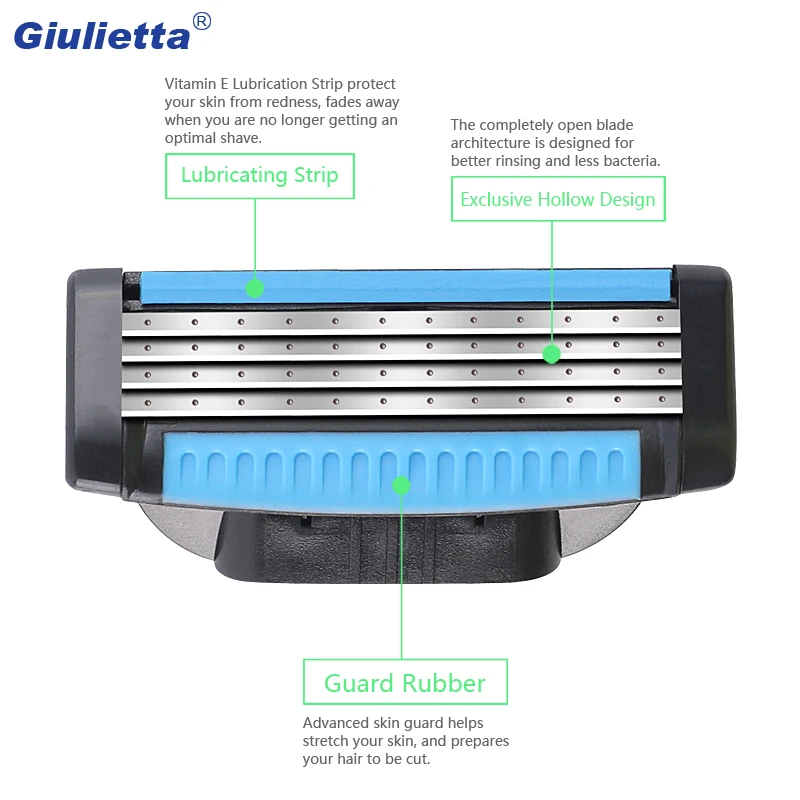 4 слоя Мужская бритвенная бритва лезвия острая, для бритья Бритвы уход за лицом Безопасность 4 лезвия для лица для зоны Бикини подмышек