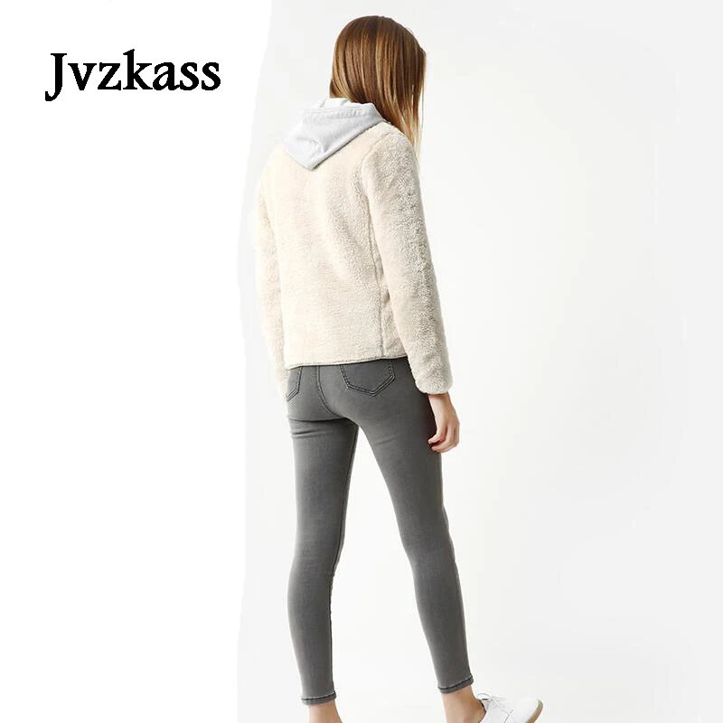 Jvzkass Новое плюшевое пальто женское пальто с длинными рукавами и воротником зимнее пальто на молнии женское плотное флисовое короткое пальто разных цветов Z45