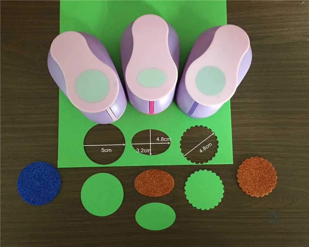 

Free Shipping 2 inch craft punch set Circle+Oval+Wave Circle Shaped punches Scrapbook DIY Paper Cutter 3PCS EVA foam Hole Punch
