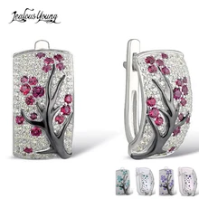 Красные камни, кубический цирконий, серьги для женщин, серебряный цвет, сверкающие вечерние серьги-гвоздики, модные ювелирные изделия