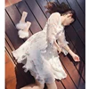 Mishow 2022 Chiffon Women Dress Ladies Embroidery Dress Floral Casual Dress V Neck Lolita Dress MX18A1346 ► Photo 3/6