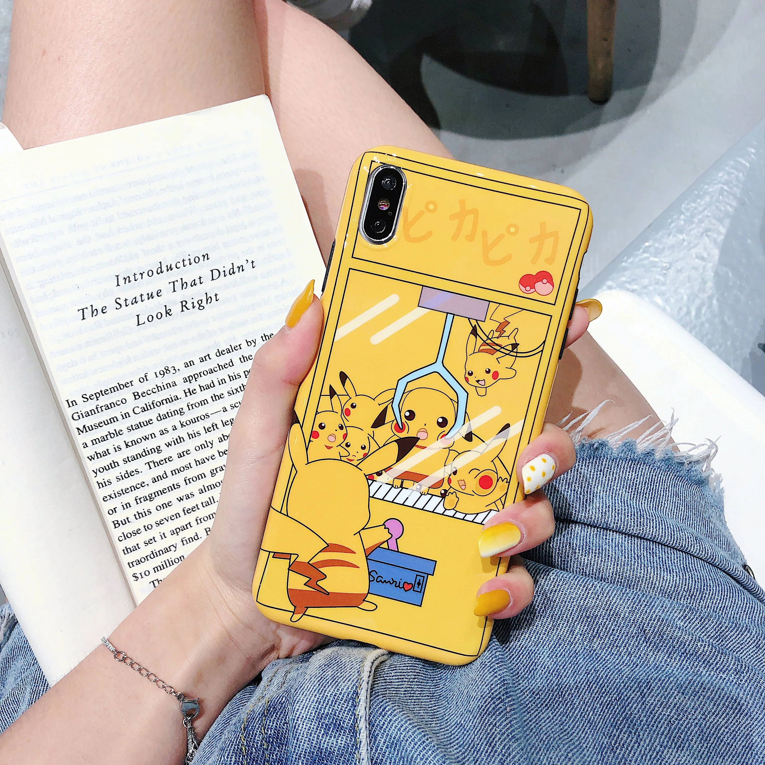 

For Xiaomi 6/6X/8/8 SE/ XIAOMI9/XIAOMI9S/Redmi Note7E IMD Cartoon Japan Tokyo Style Pikachue Classic Yellow Mobile Phone Case