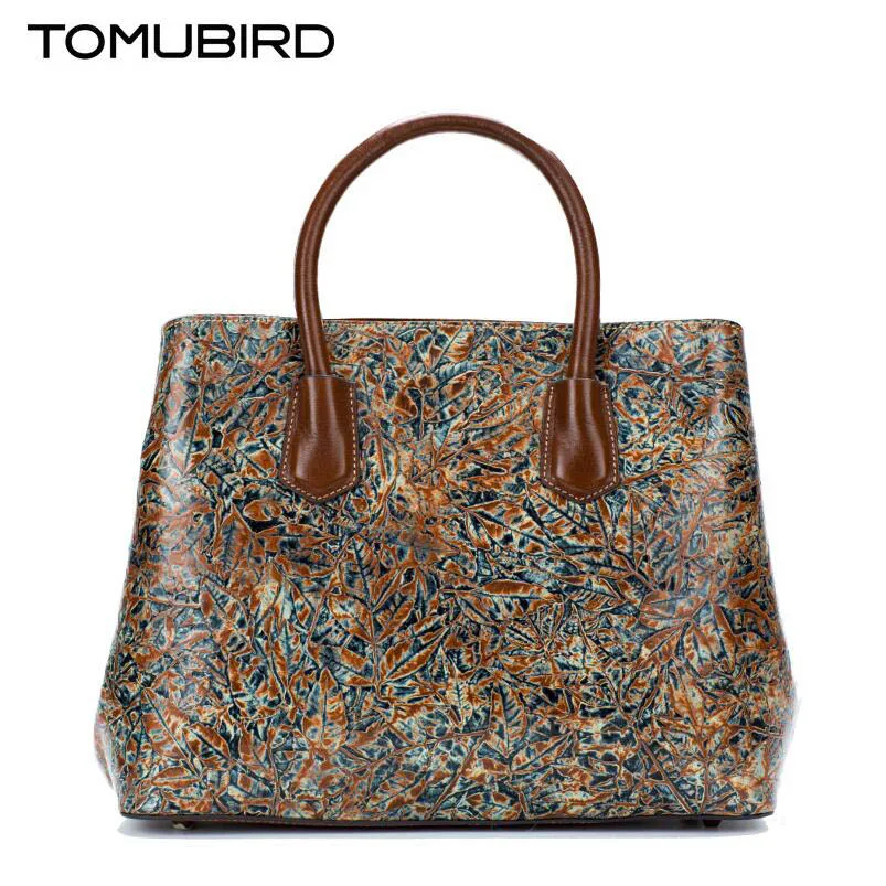 

TOMUBIRD 2017 new hand-Leaves embossed superior leather designer bag famous brand women bags genuine leather handbags shoulder