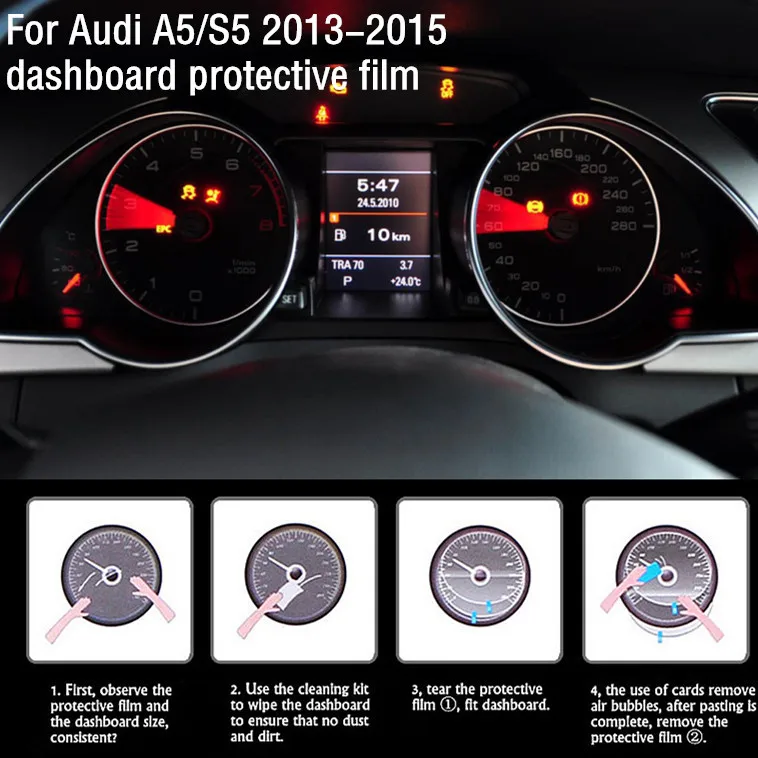 

High Quality Dedicated Car Automobile Instrument Screen Protector HD 4H Dashboard Protection Film For Audi A5/S5 2013-2015