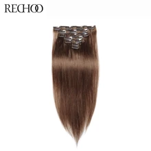 Rechoo Peruvian 100 Human Hair Clip In Extensions 16 to 26 inches Non remy Hair Clips
