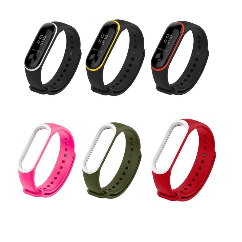 Ремешок силиконовый для смарт часов Xiaomi Mi Band 3 сменный двухцветный браслет mi