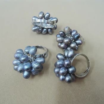 

100% NATURE FRESHWATER PEARL RING,gray color pearl ring,black color pearl ring