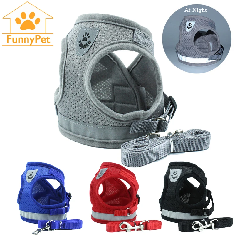

Dog Harness Vest Lead Set Collars with Leash Breathable Correa Perro Adjustable Arnes Perro for Puppy Small Medium Large Dog