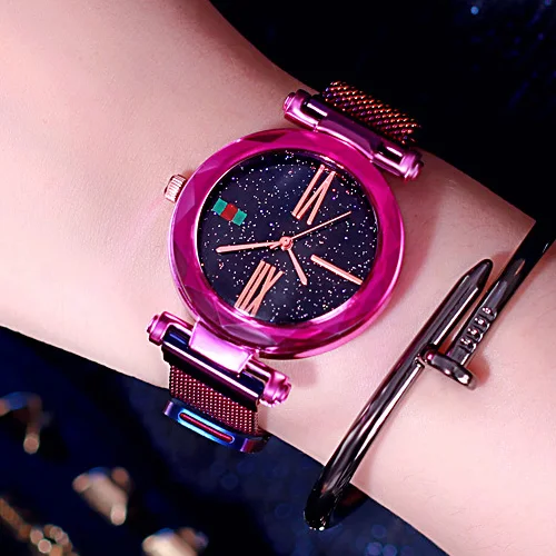 Мода Звездное небо детские наручные часы Повседневное Нержавеющая сталь платье кварцевые наручные часы подарок для девочек детские часы Relogio Infantil - Цвет: purple 1