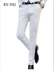 2017 весенние мужские повседневные штаны Большой размер 3XL 4XL чистый белый тонкие брюки в стиле ретро Бизнес праздничное платье для мужчин