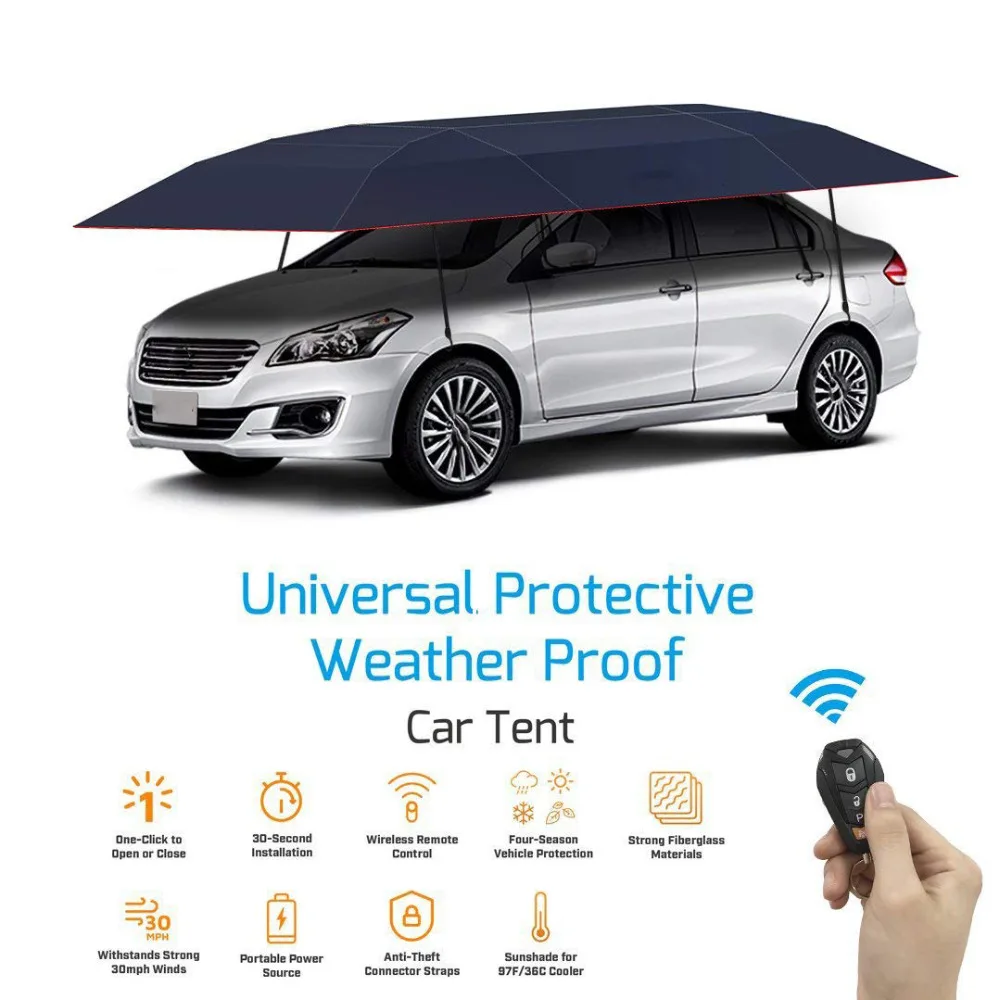 

Folding Waterproof Full Automatic Car Cover Umbrella Remote Control Car Sun Shade Kit UV Roof Cover Tent Umbrella Protection