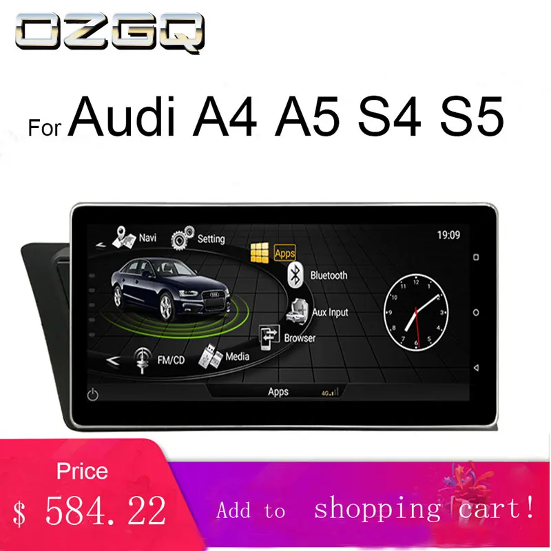 

OZGQ 3G MMI Android 10.25'' Car Multimedia Player Headunit Autoradio GPS Navigation For Audi 2008-2016 A4/S4/A5/S5 With WIFI 4G