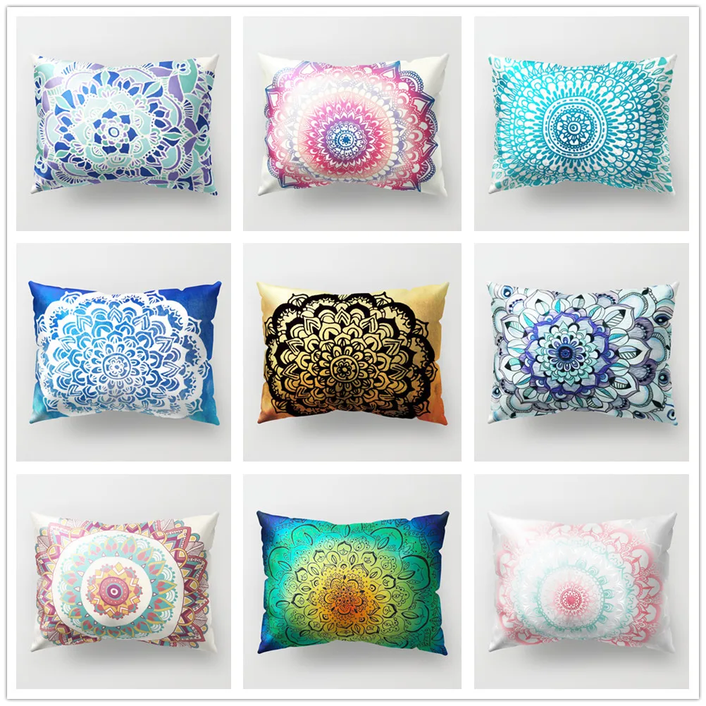 

Mandala Floral Cushion Cover Polyester Colorful Pillowcase Home Living Room Decor for Sofa Car Seat Bed Decorative Covers 30*50
