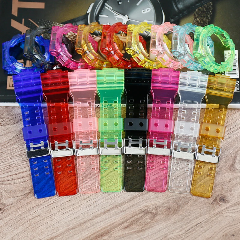 

Watch accessories 16mm men's and women's sports watch band for Casio G-SHOCK resin transparent strap GD 100 120 GA 120 110 case